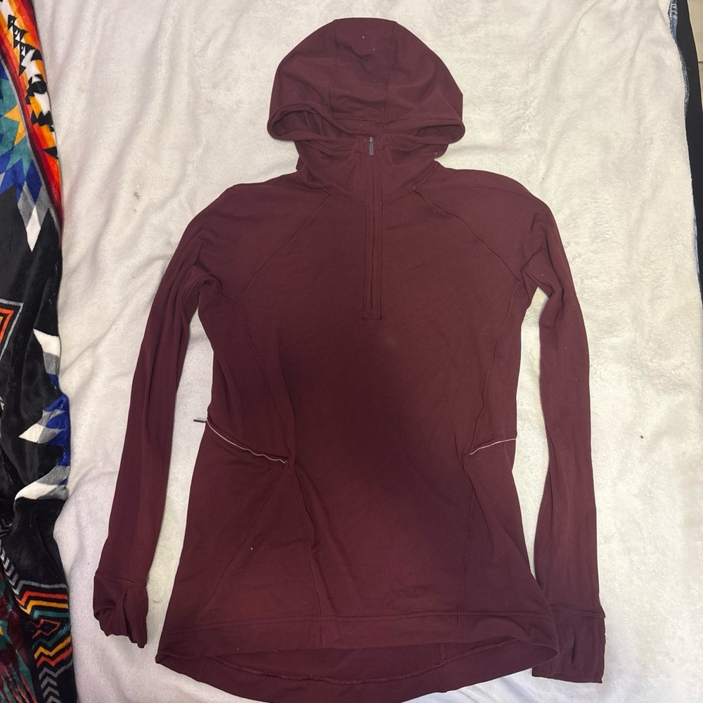 Lululemon half zip hooded running jacket burgundy athletic pullover